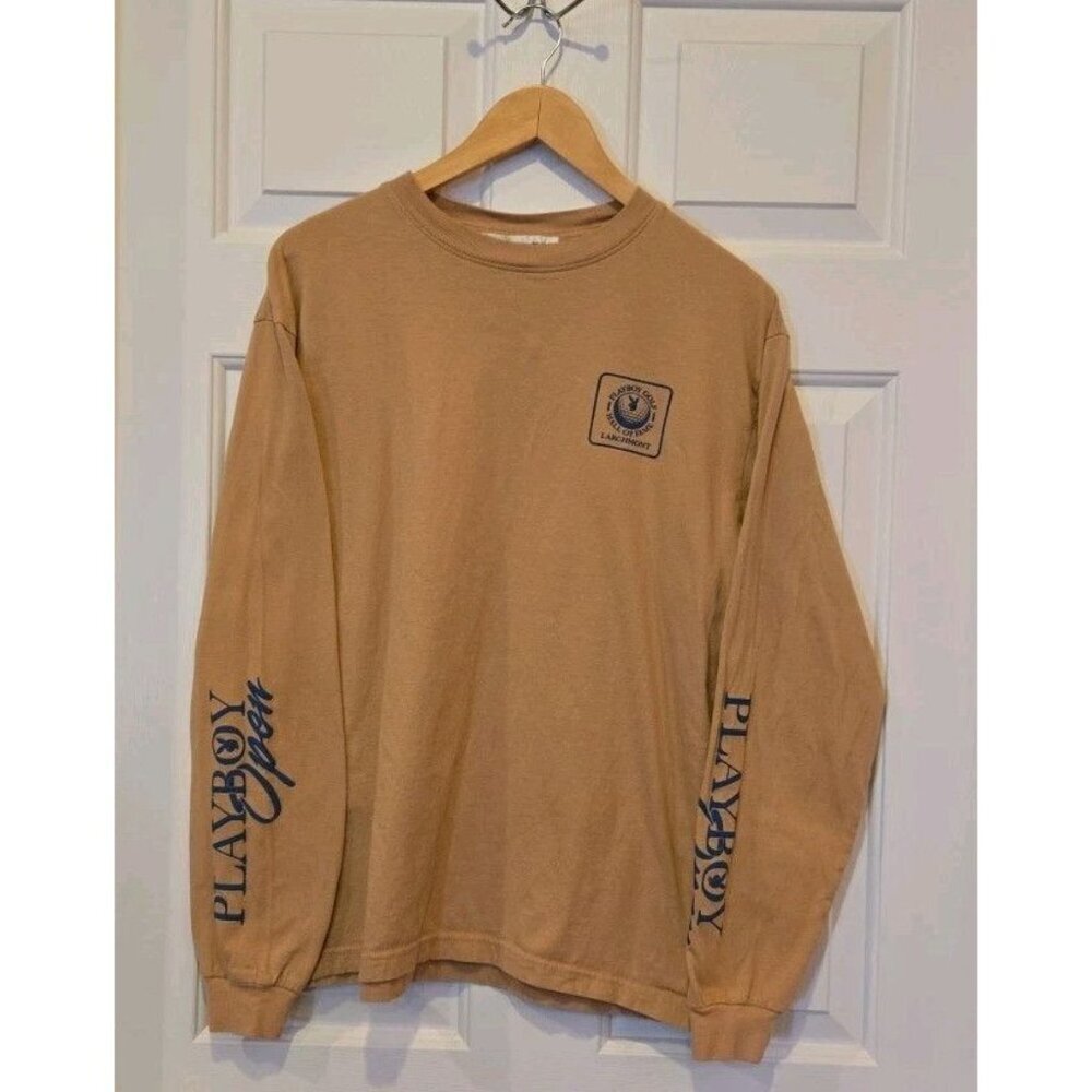 Playboy By PACSUN Golf Hall Of Fame‎ Larchmont Long Sleeved Tee Mens Small Brown